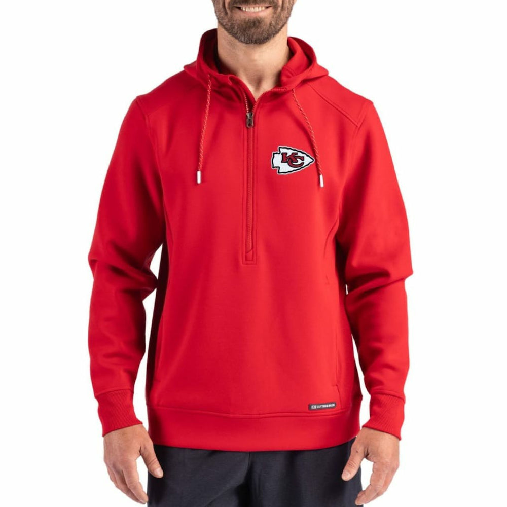 Kansas City Chiefs Cutter & Buck Roam Eco Half-Zip Recycled Pullover Hoodie - Red for sale