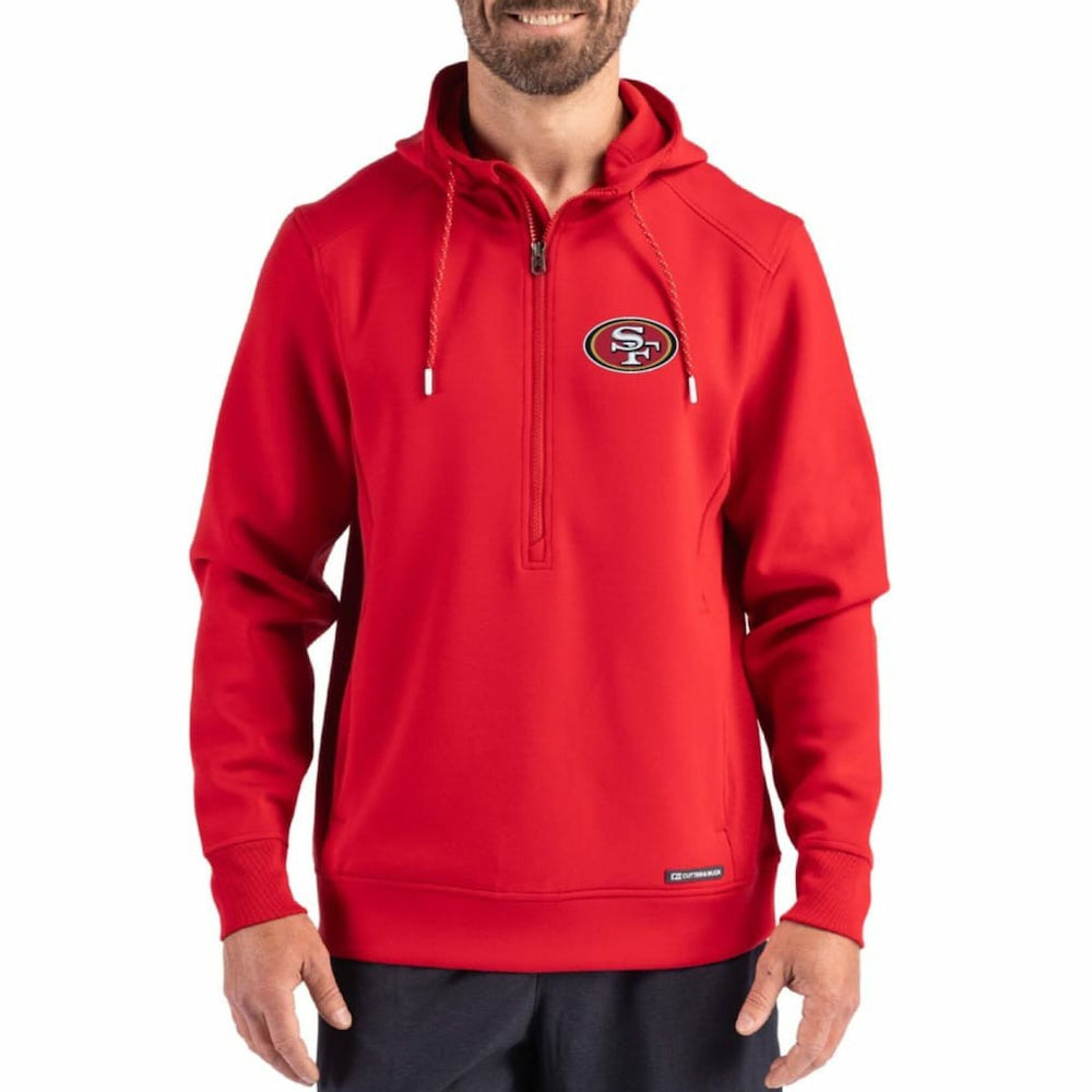 San Francisco 49ers Cutter & Buck Roam Eco Half-Zip Recycled Pullover Hoodie - Scarlet sale