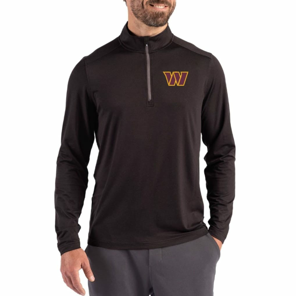 Washington Commanders Cutter & Buck Coastline Epic Comfort Recycled Quarter-Zip Pullover - Black outlet