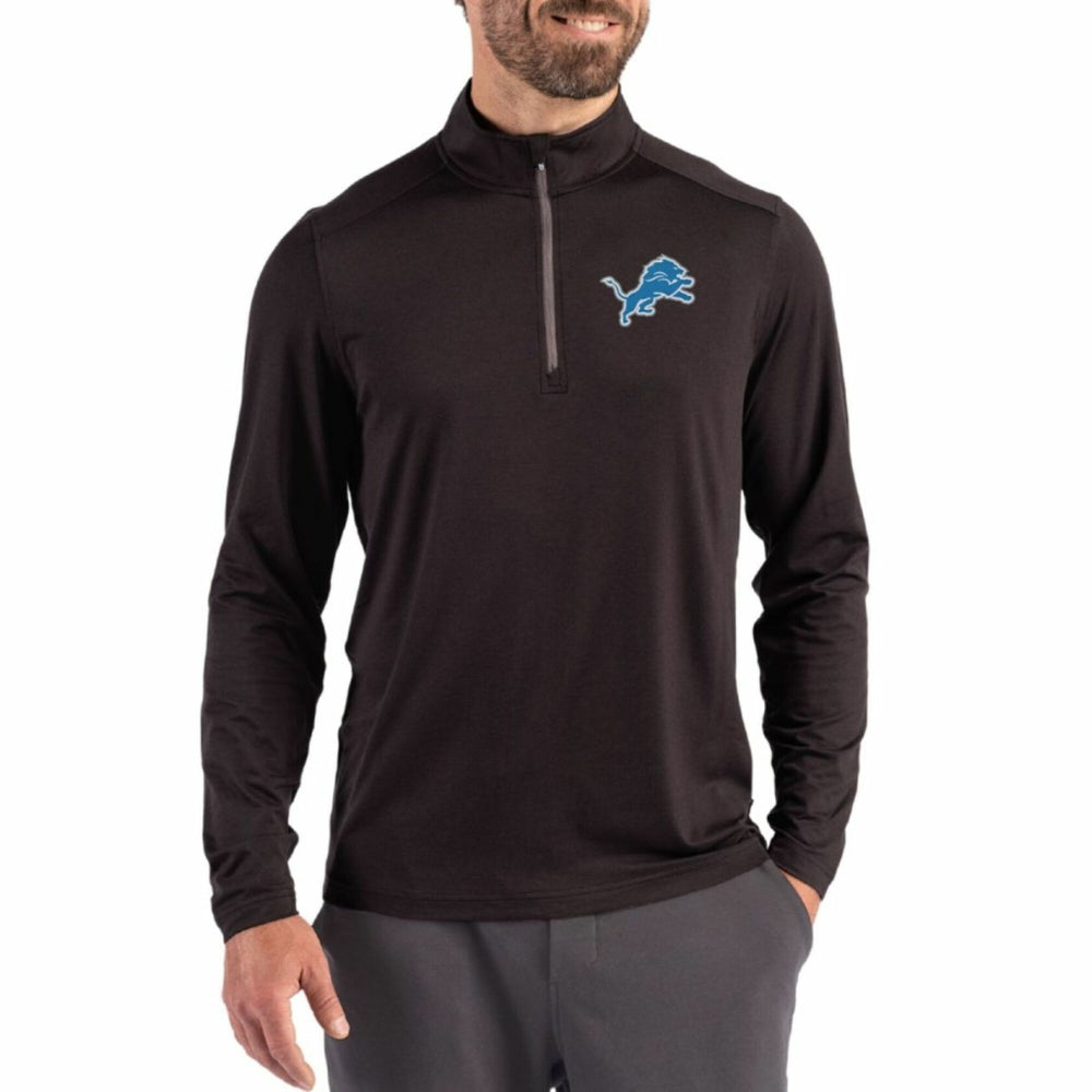 Detroit Lions Cutter & Buck Coastline Epic Comfort Recycled Quarter-Zip Pullover - Black for sale