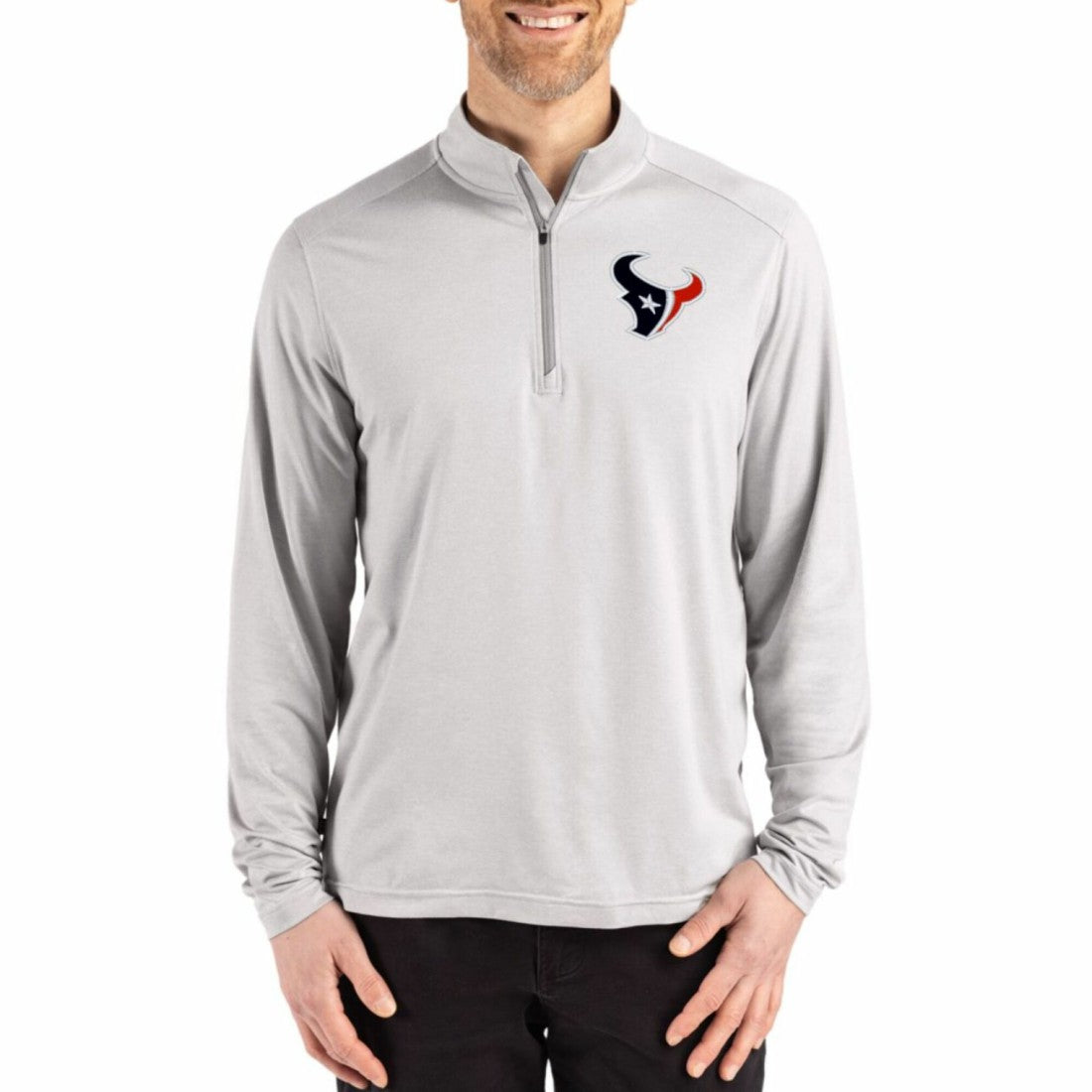 Houston Texans Cutter & Buck Coastline Epic Comfort Recycled Quarter-Zip Pullover - Gray discount