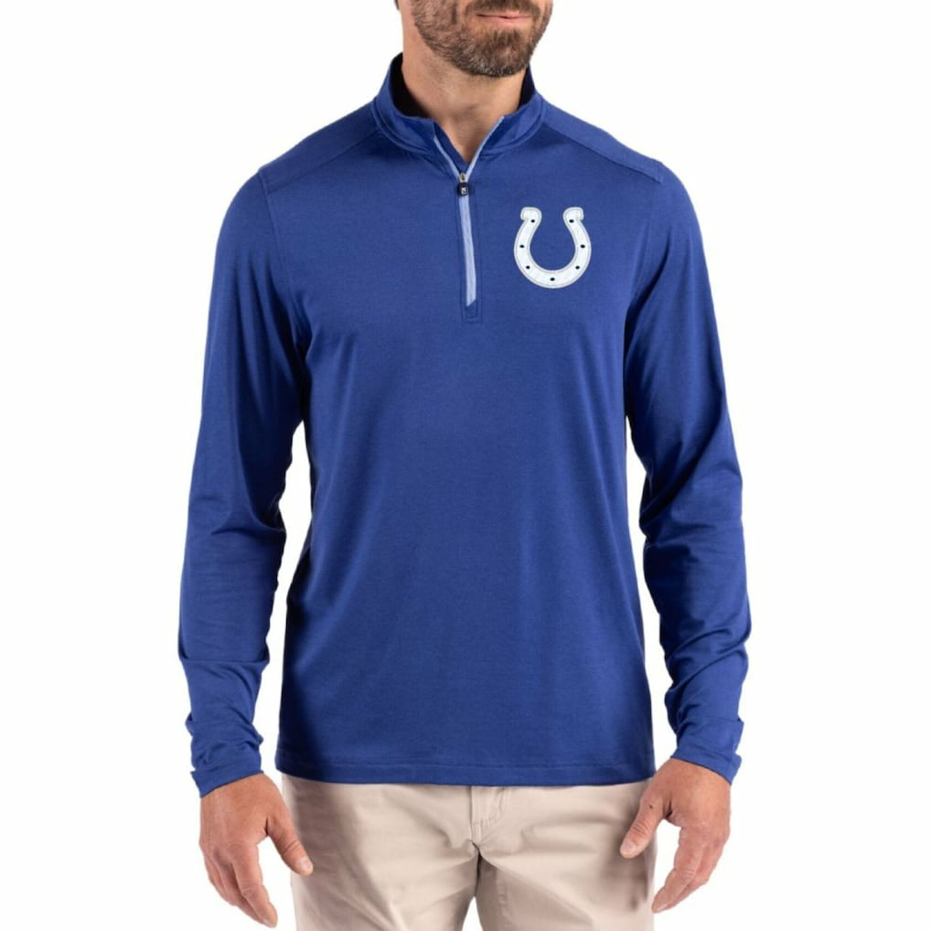 Indianapolis Colts Cutter & Buck Coastline Epic Comfort Recycled Quarter-Zip Pullover - Royal discount