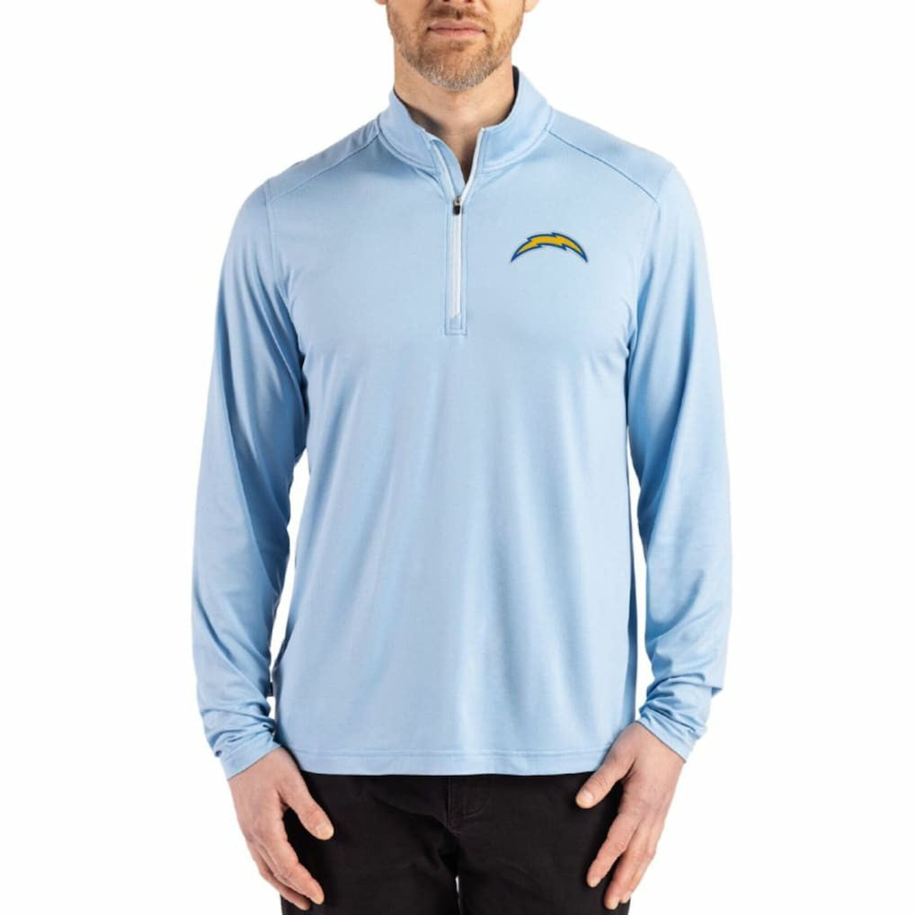 Los Angeles Chargers Cutter & Buck Coastline Epic Comfort Recycled Quarter-Zip Pullover - Powder Blue for sale