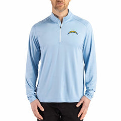 Los Angeles Chargers Cutter & Buck Coastline Epic Comfort Recycled Quarter-Zip Pullover - Powder Blue for sale