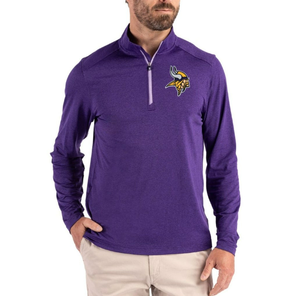 Minnesota Vikings Cutter & Buck Coastline Epic Comfort Recycled Quarter-Zip Pullover - Purple cheap