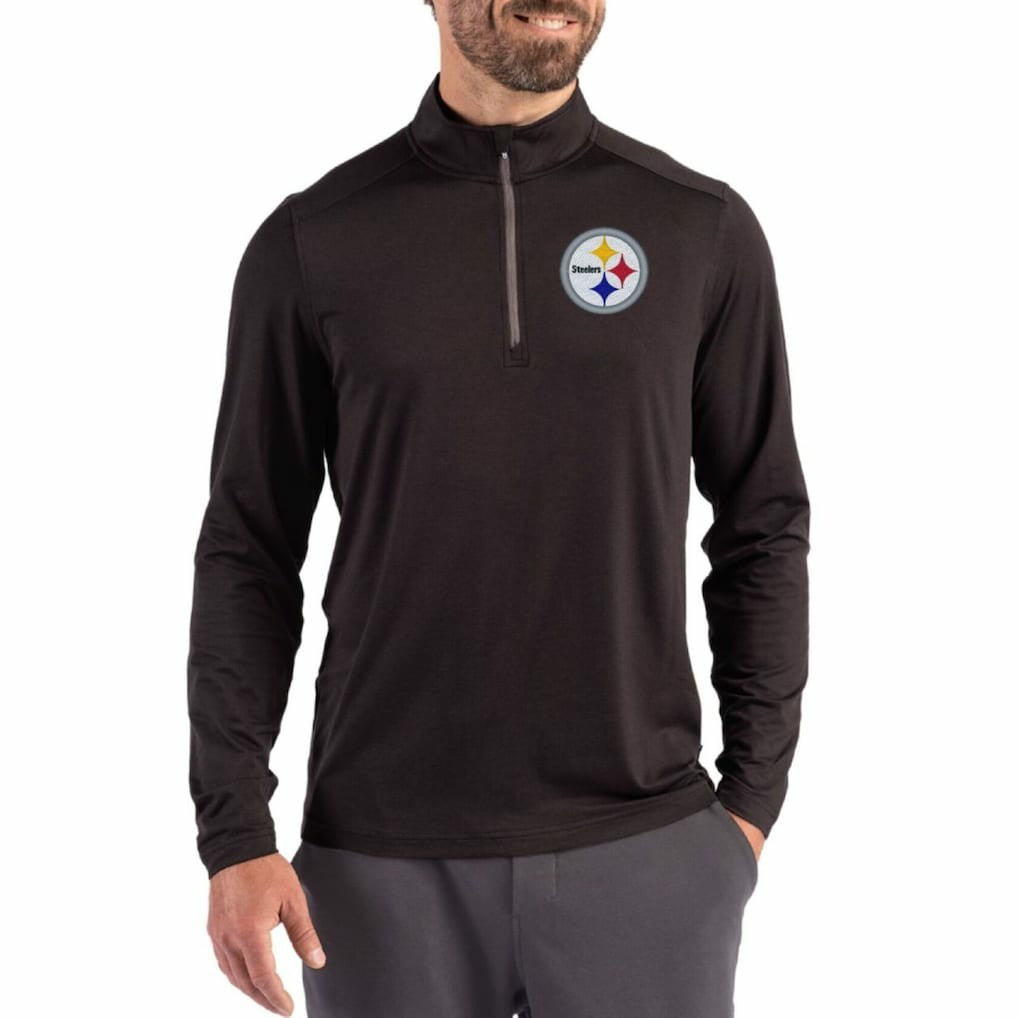Pittsburgh Steelers Cutter & Buck Coastline Epic Comfort Recycled Quarter-Zip Pullover - Black sale