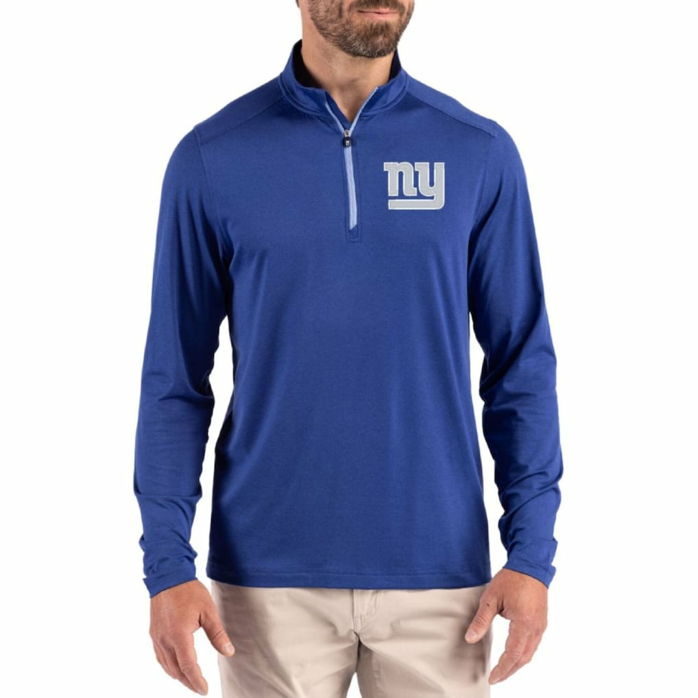 New York Giants Cutter & Buck Coastline Epic Comfort Recycled Quarter-Zip Pullover - Royal on sale
