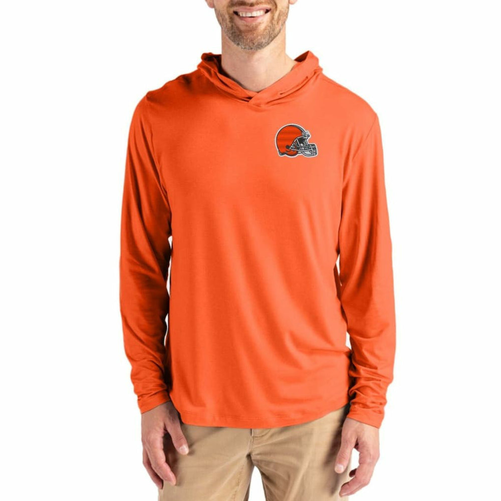 Cleveland Browns Cutter & Buck Coastline Epic Comfort Recycled Long Sleeve Hoodie T-Shirt - Orange outlet