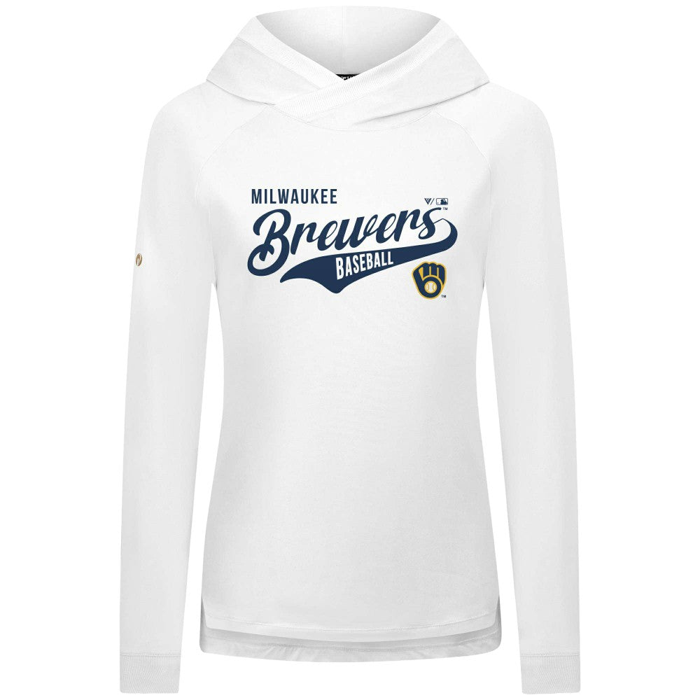 Milwaukee Brewers Levelwear Women's Slender Glide Raglan Hoodie - White
