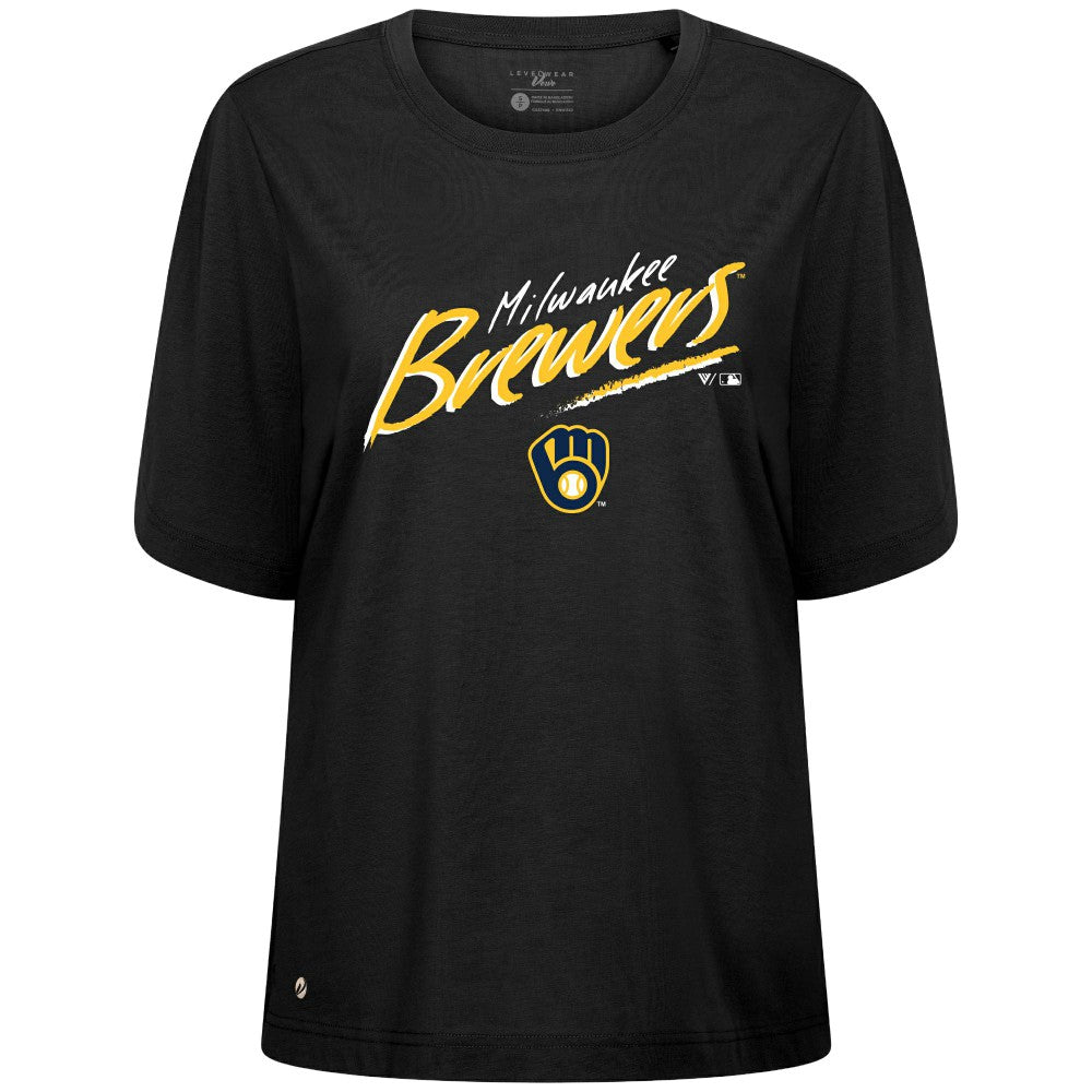 Milwaukee Brewers Levelwear Women's Bloom Sizzle T-Shirt - Black