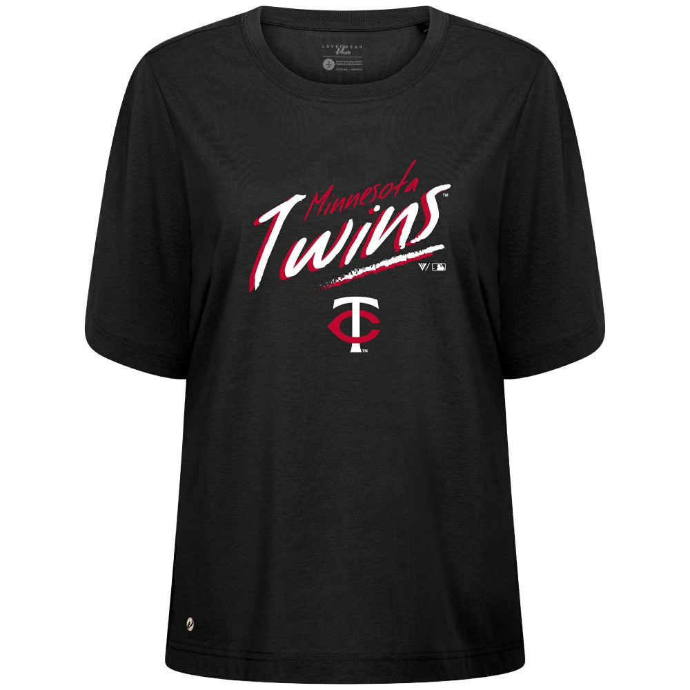 Minnesota Twins Levelwear Women's Bloom Sizzle T-Shirt - Black