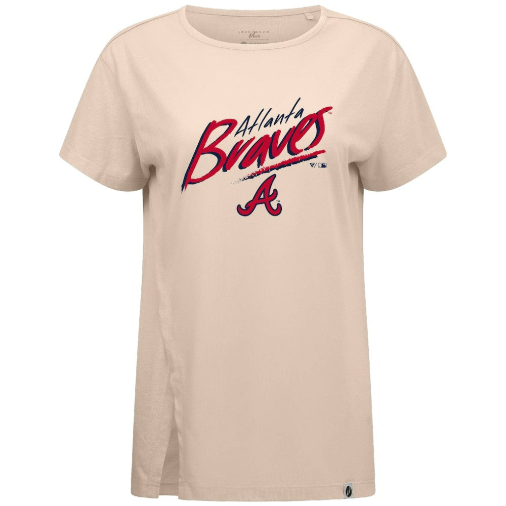 Atlanta Braves Levelwear Women's Influx Sizzle T-Shirt - Khaki