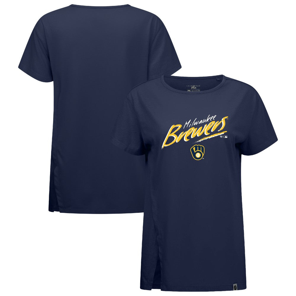 Milwaukee Brewers Levelwear Women's Influx Sizzle T-Shirt - Navy