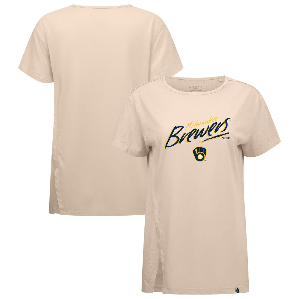 Milwaukee Brewers Levelwear Women's Influx Sizzle T-Shirt - Khaki