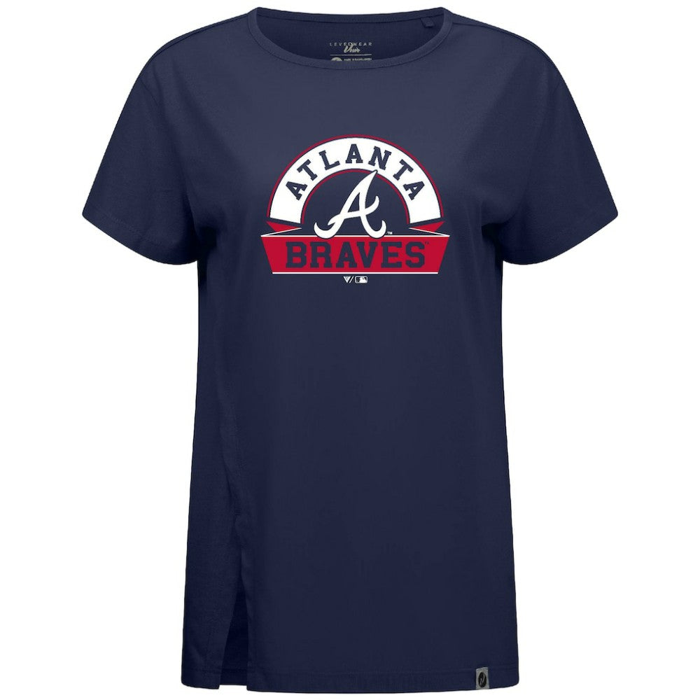 Atlanta Braves Levelwear Women's Influx Banner Arch T-Shirt - Navy