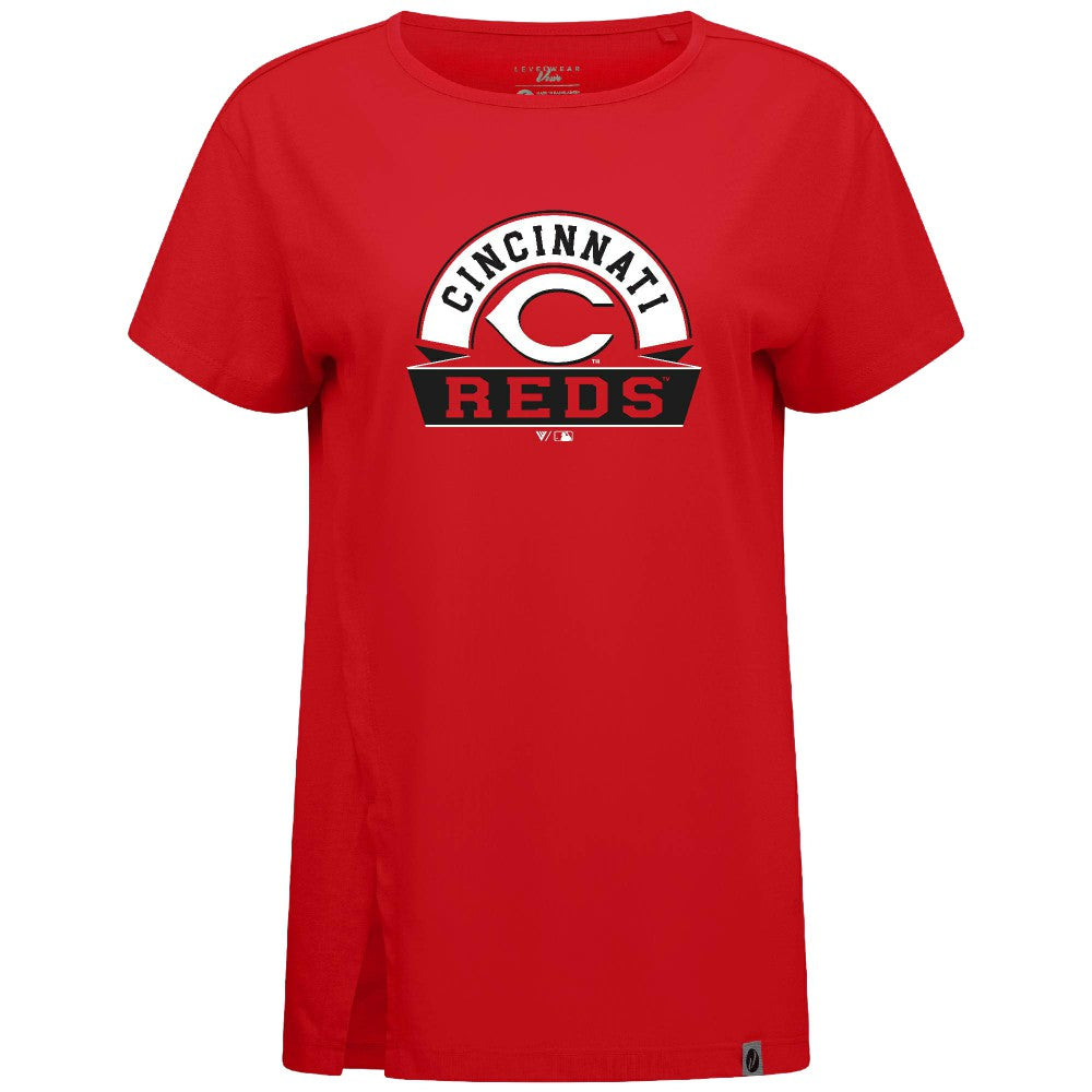 Cincinnati Reds Levelwear Women's Influx Banner Arch T-Shirt - Red
