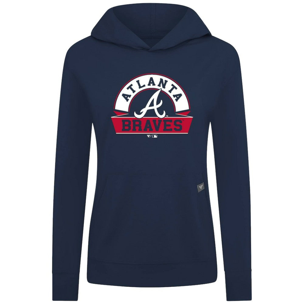 Atlanta Braves Levelwear Women's Relay Banner Arch Long Sleeve T-Shirt Hoodie - Navy