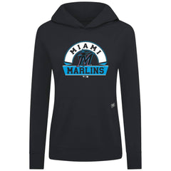 Miami Marlins Levelwear Women's Relay Banner Arch Long Sleeve T-Shirt Hoodie - Black