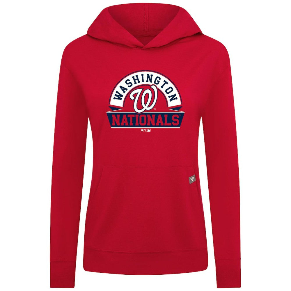 Washington Nationals Levelwear Women's Relay Banner Arch Long Sleeve T-Shirt Hoodie - Red
