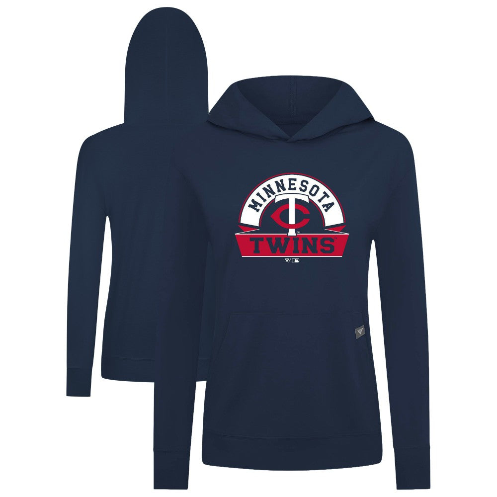 Minnesota Twins Levelwear Women's Relay Banner Arch Long Sleeve T-Shirt Hoodie - Navy