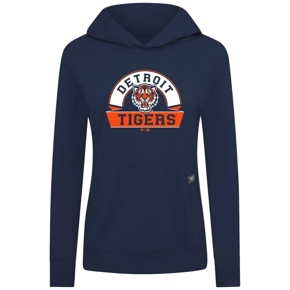 Detroit Tigers Levelwear Women's Relay Banner Arch Long Sleeve T-Shirt Hoodie - Navy