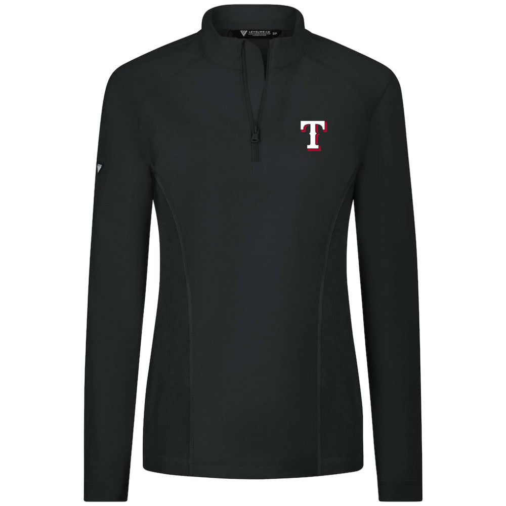 Texas Rangers Levelwear Women's Upright Insignia 2.0 Quarter-Zip Tri-Blend Top - Black