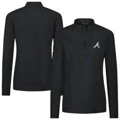 Atlanta Braves Levelwear Women's Upright Insignia 2.0 Quarter-Zip Tri-Blend Top - Black