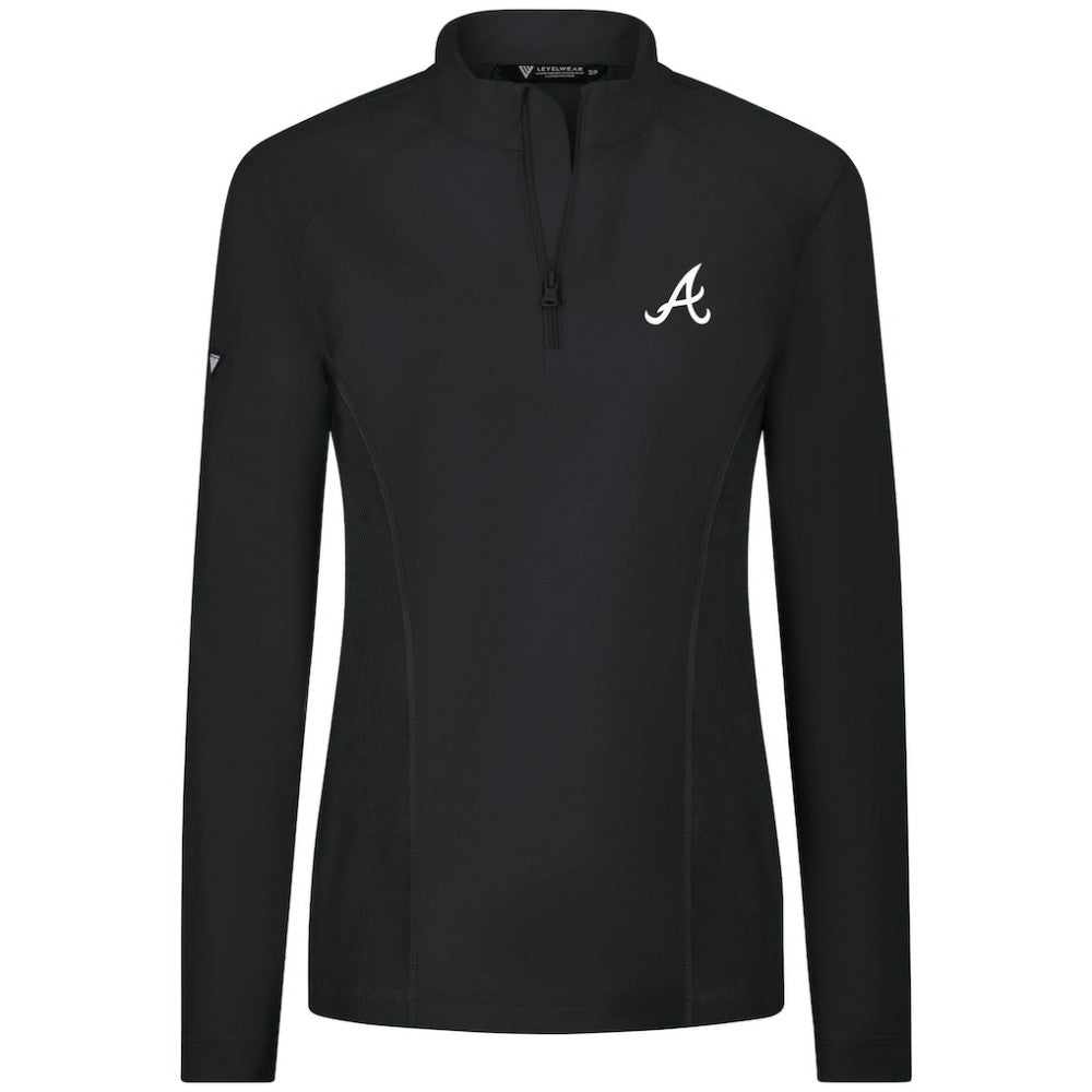 Atlanta Braves Levelwear Women's Upright Insignia 2.0 Quarter-Zip Tri-Blend Top - Black