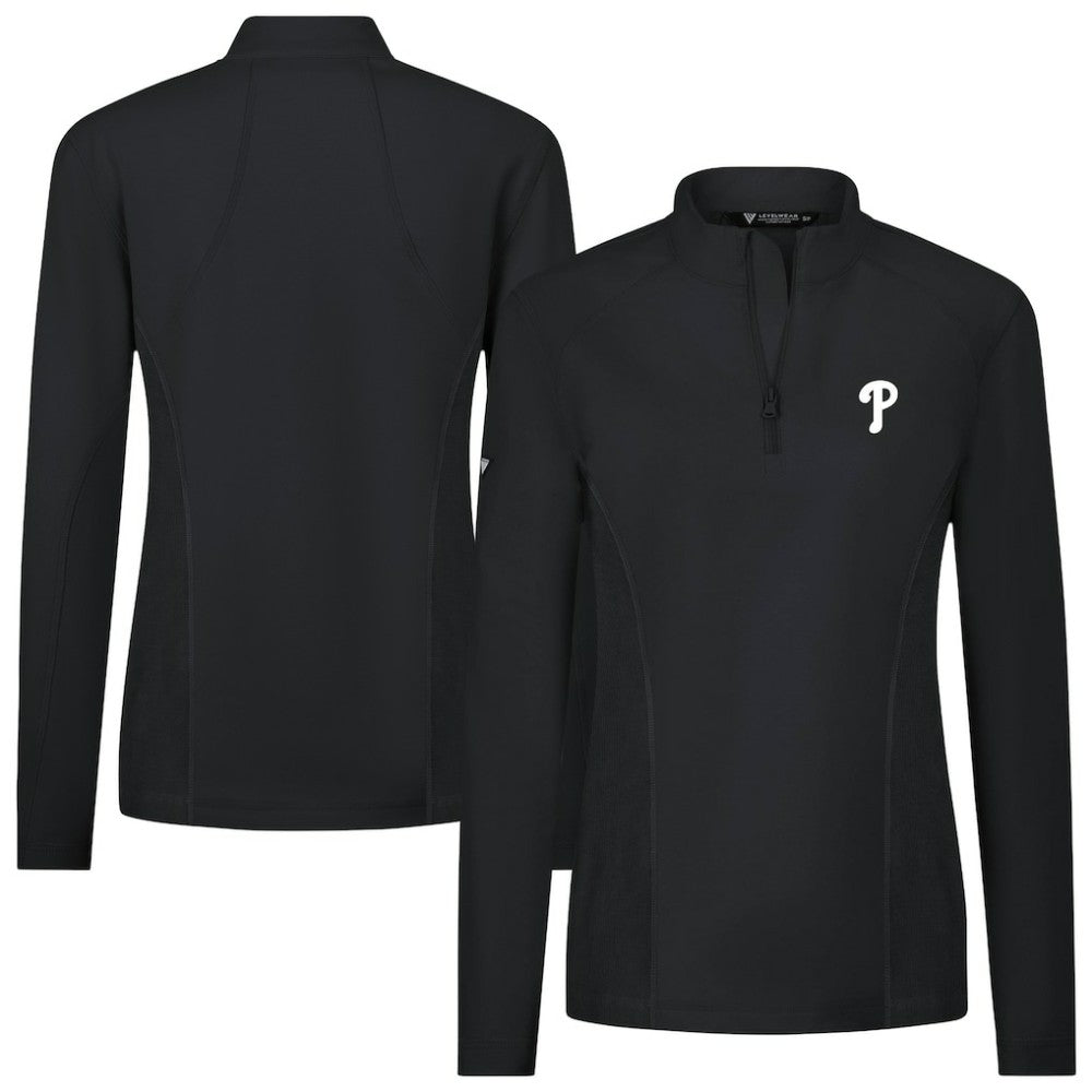 Philadelphia Phillies Levelwear Women's Upright Insignia 2.0 Quarter-Zip Tri-Blend Top - Black
