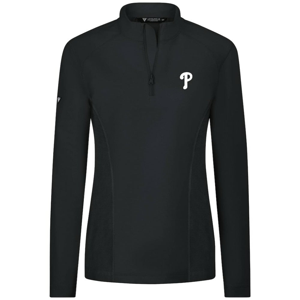 Philadelphia Phillies Levelwear Women's Upright Insignia 2.0 Quarter-Zip Tri-Blend Top - Black