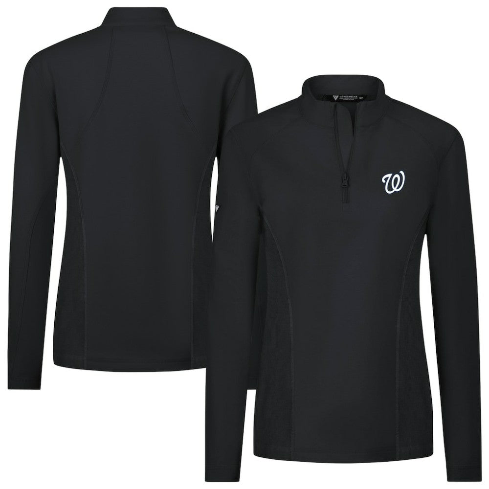 Washington Nationals Levelwear Women's Upright Insignia 2.0 Quarter-Zip Tri-Blend Top - Black
