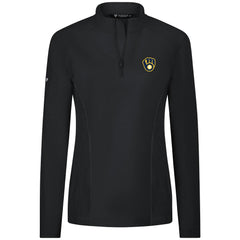 Milwaukee Brewers Levelwear Women's Upright Insignia 2.0 Quarter-Zip Tri-Blend Top - Black