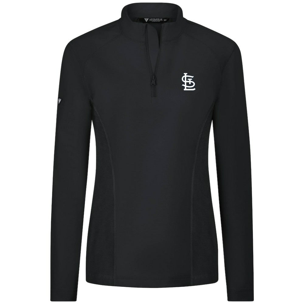 St. Louis Cardinals Levelwear Women's Upright Insignia 2.0 Quarter-Zip Tri-Blend Top - Black