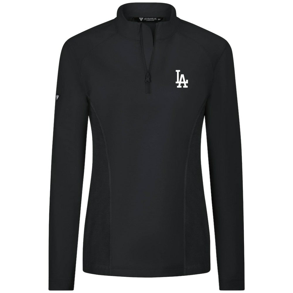 Los Angeles Dodgers Levelwear Women's Upright Insignia 2.0 Quarter-Zip Tri-Blend Top - Black