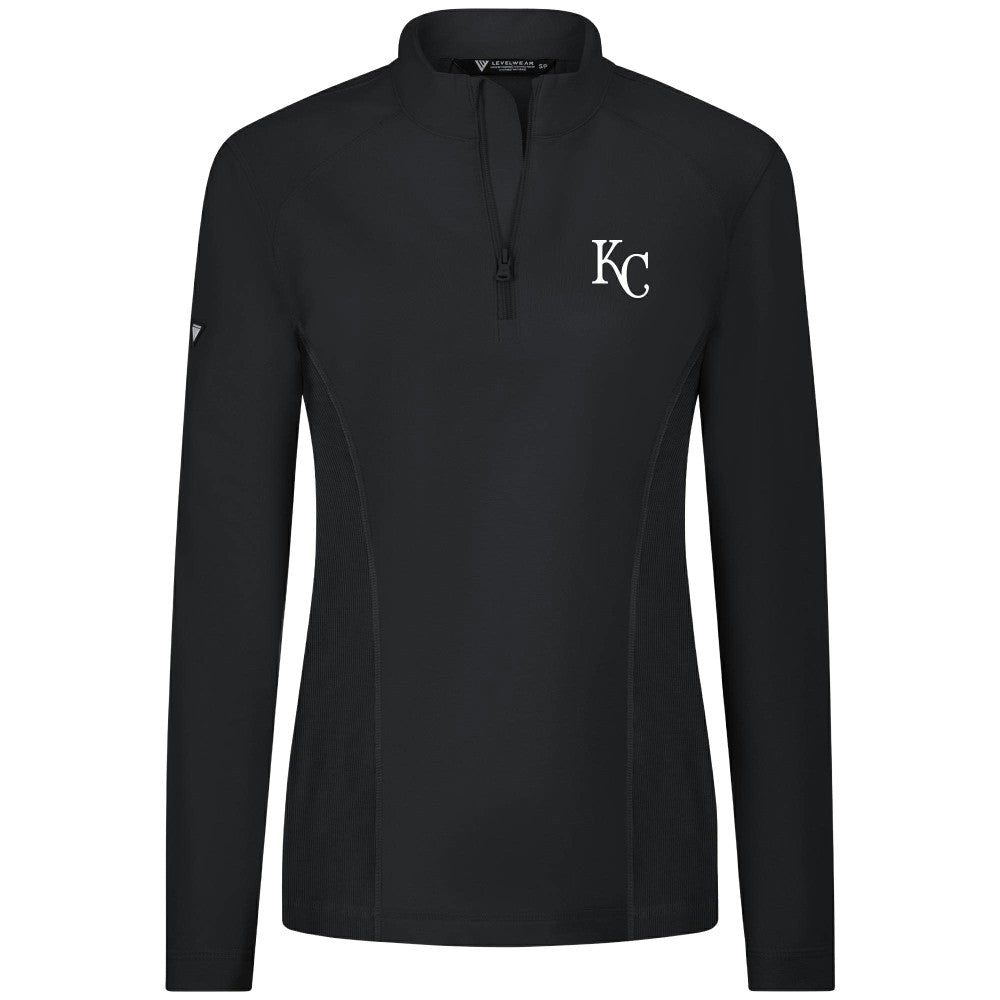 Kansas City Royals Levelwear Women's Upright Insignia 2.0 Quarter-Zip Tri-Blend Top - Black