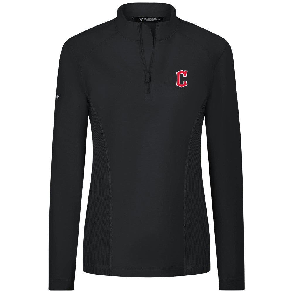 Cleveland Guardians Levelwear Women's Upright Insignia 2.0 Quarter-Zip Tri-Blend Top - Black