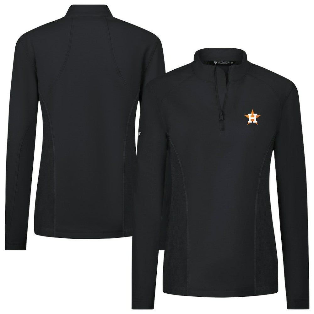 Houston Astros Levelwear Women's Upright Insignia 2.0 Quarter-Zip Tri-Blend Top - Black