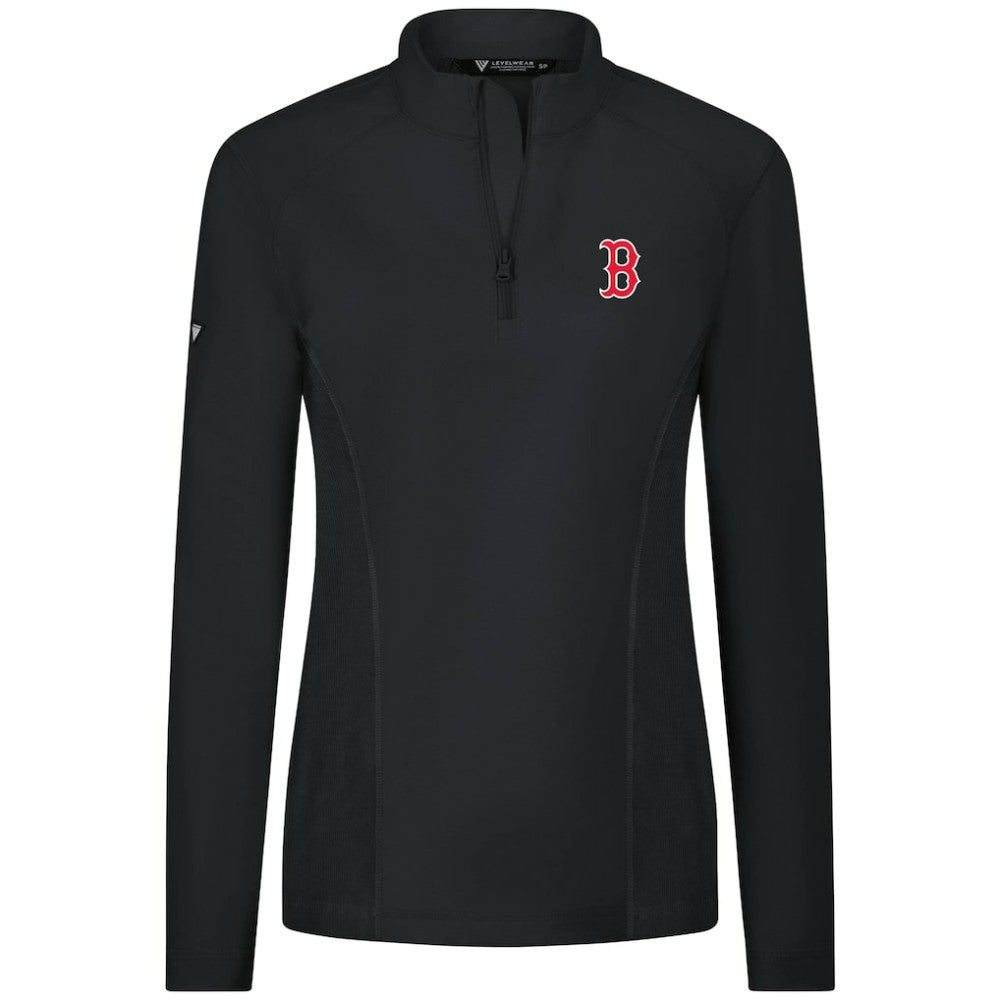 Boston Red Sox Levelwear Women's Upright Insignia 2.0 Quarter-Zip Tri-Blend Top - Black