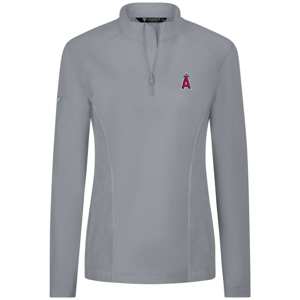 Los Angeles Angels Levelwear Women's Upright Insignia 2.0 Quarter-Zip Tri-Blend Top - Gray