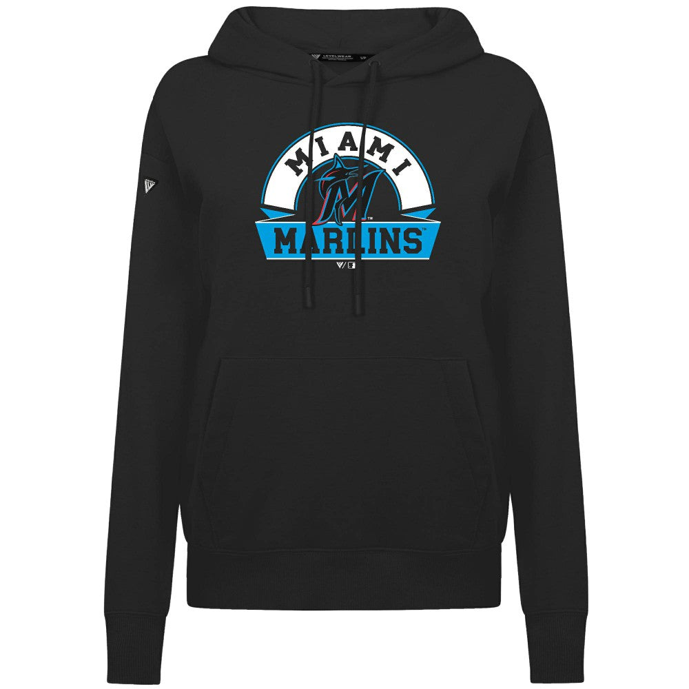 Miami Marlins Levelwear Women's Adorn Banner Arch Hoodie - Black