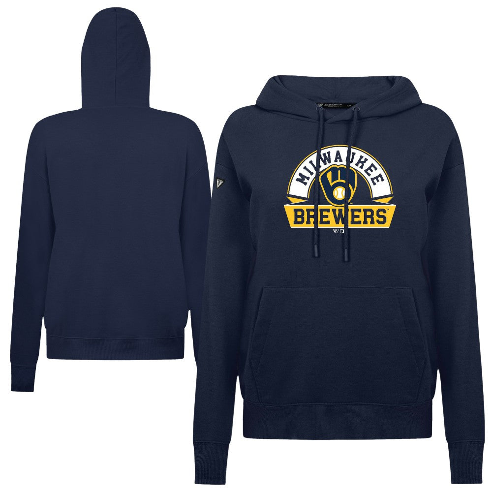 Milwaukee Brewers Levelwear Women's Adorn Banner Arch Hoodie - Navy
