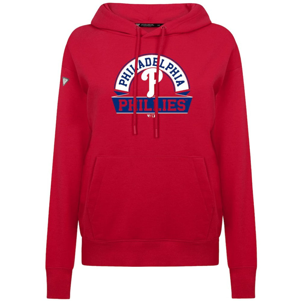 Philadelphia Phillies Levelwear Women's Adorn Banner Arch Hoodie - Red