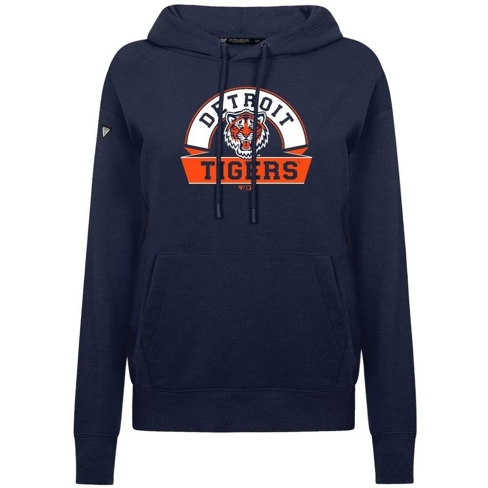 Detroit Tigers Levelwear Women's Adorn Banner Arch Hoodie - Navy