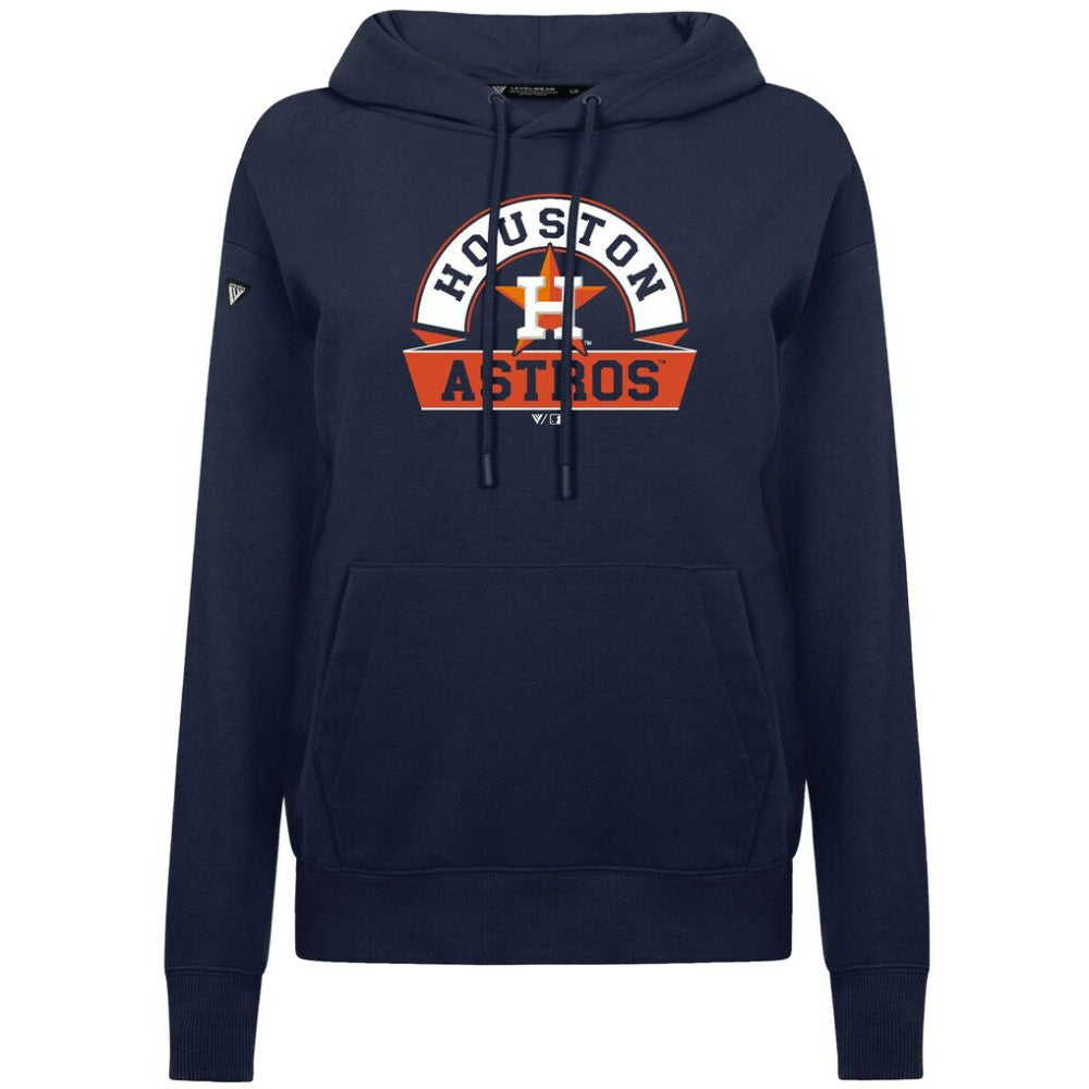 Houston Astros Levelwear Women's Adorn Banner Arch Hoodie - Navy