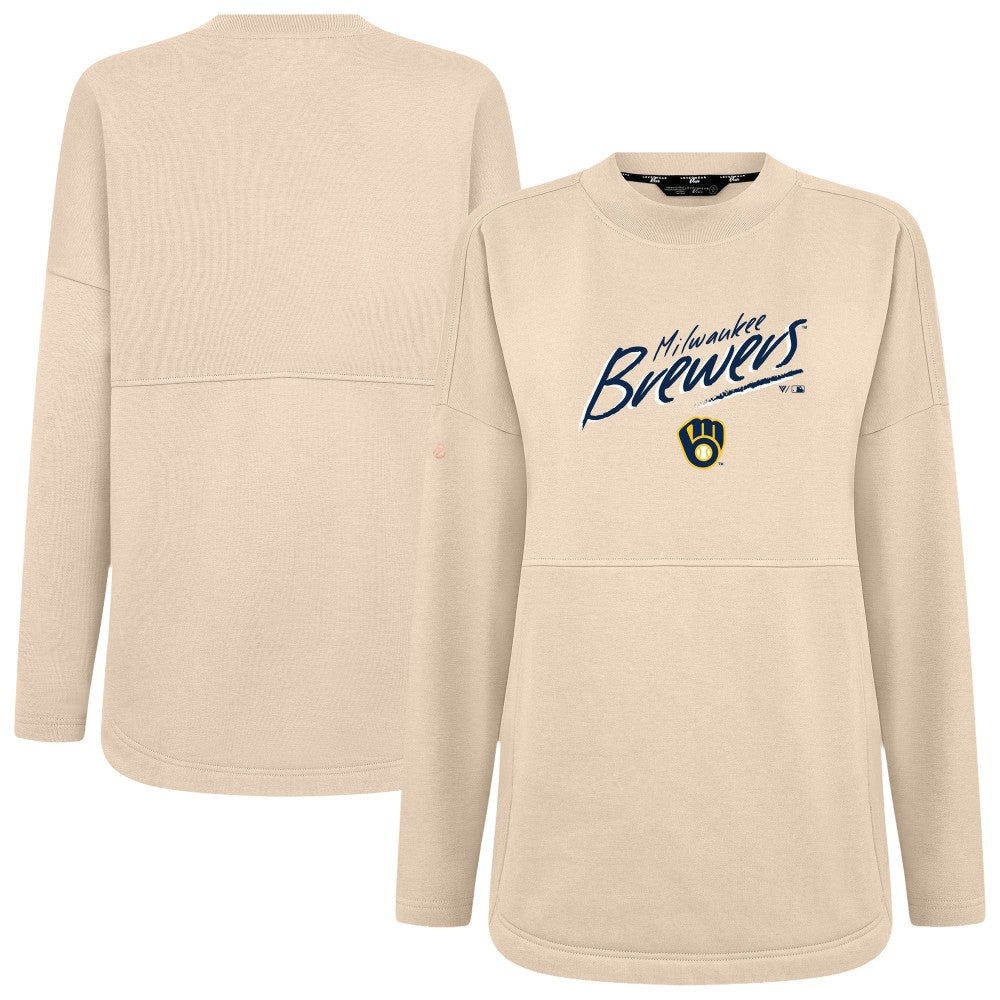 Milwaukee Brewers Levelwear Women's Oversized Beaudry Sizzle Top - Khaki