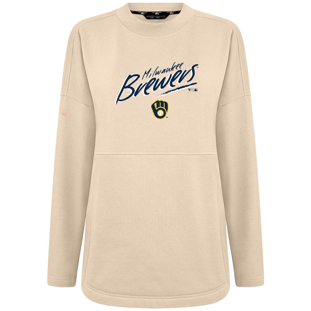 Milwaukee Brewers Levelwear Women's Oversized Beaudry Sizzle Top - Khaki