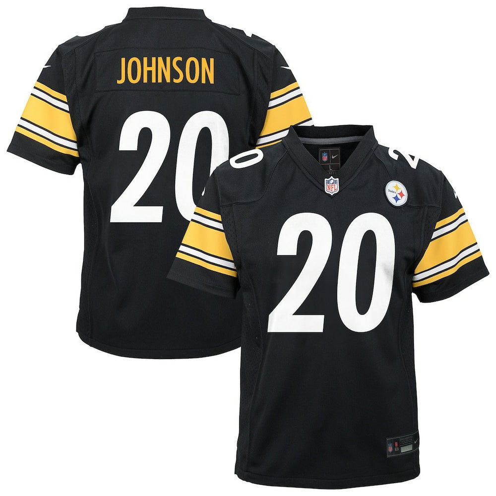 Kaleb Johnson Pittsburgh Steelers Youth Team Game Jersey - Black | Nike for sale