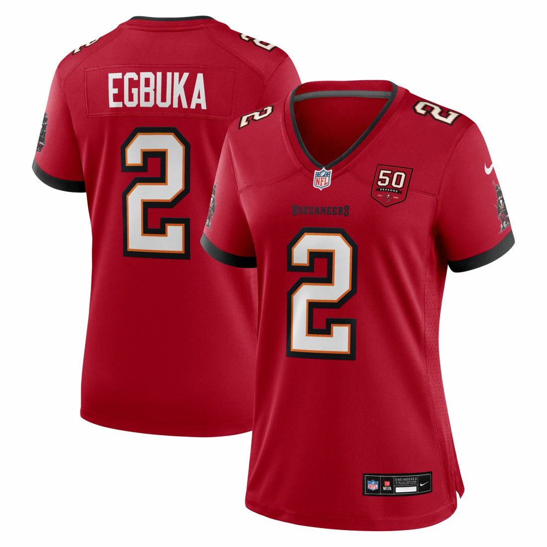 Emeka Egbuka Tampa Bay Buccaneers Women's Team 50th Season Game Jersey - Red | Nike discount