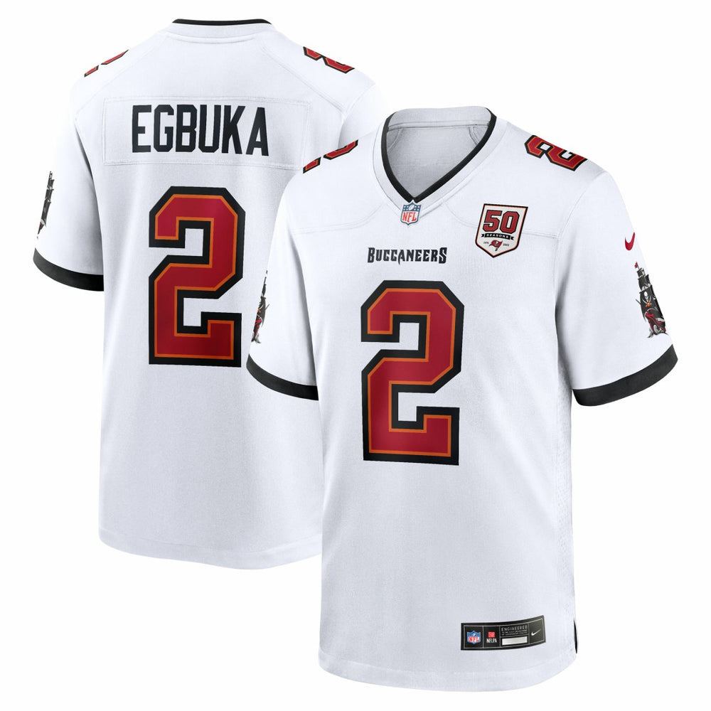 Emeka Egbuka Tampa Bay Buccaneers 50th Season Game Jersey - White | Nike on sale