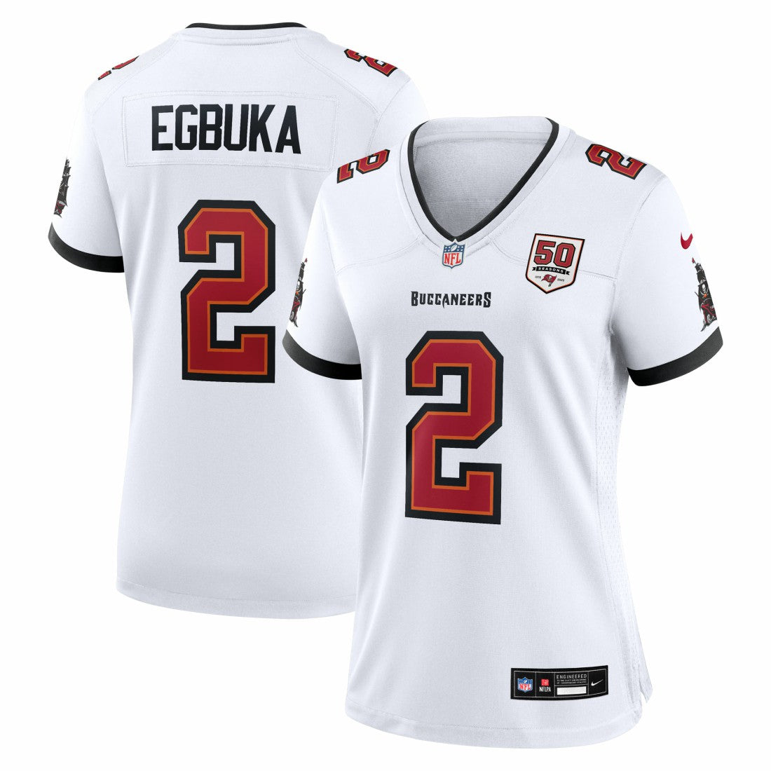 Emeka Egbuka Tampa Bay Buccaneers Women's 50th Season Game Jersey - White | Nike for sale